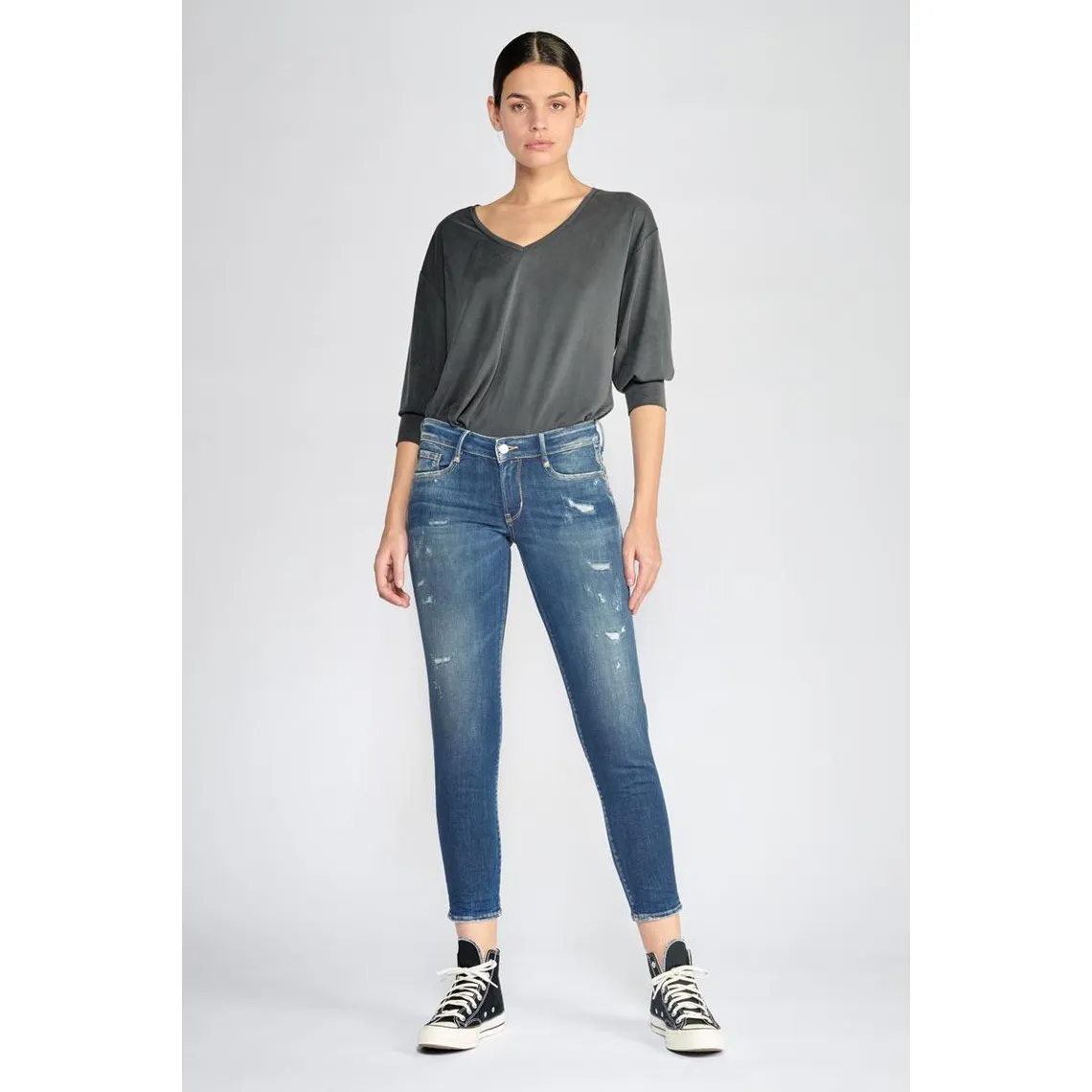 Jeans Foals pulp slim 7/8ème  destroy bleu N°2 en coton | 3 Suisses