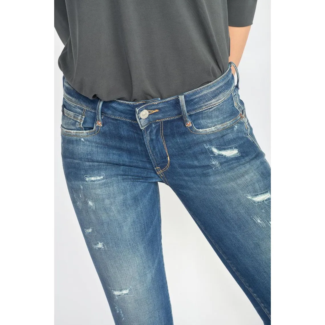 Jeans Foals pulp slim 7/8ème  destroy bleu N°2 en coton | 3 Suisses