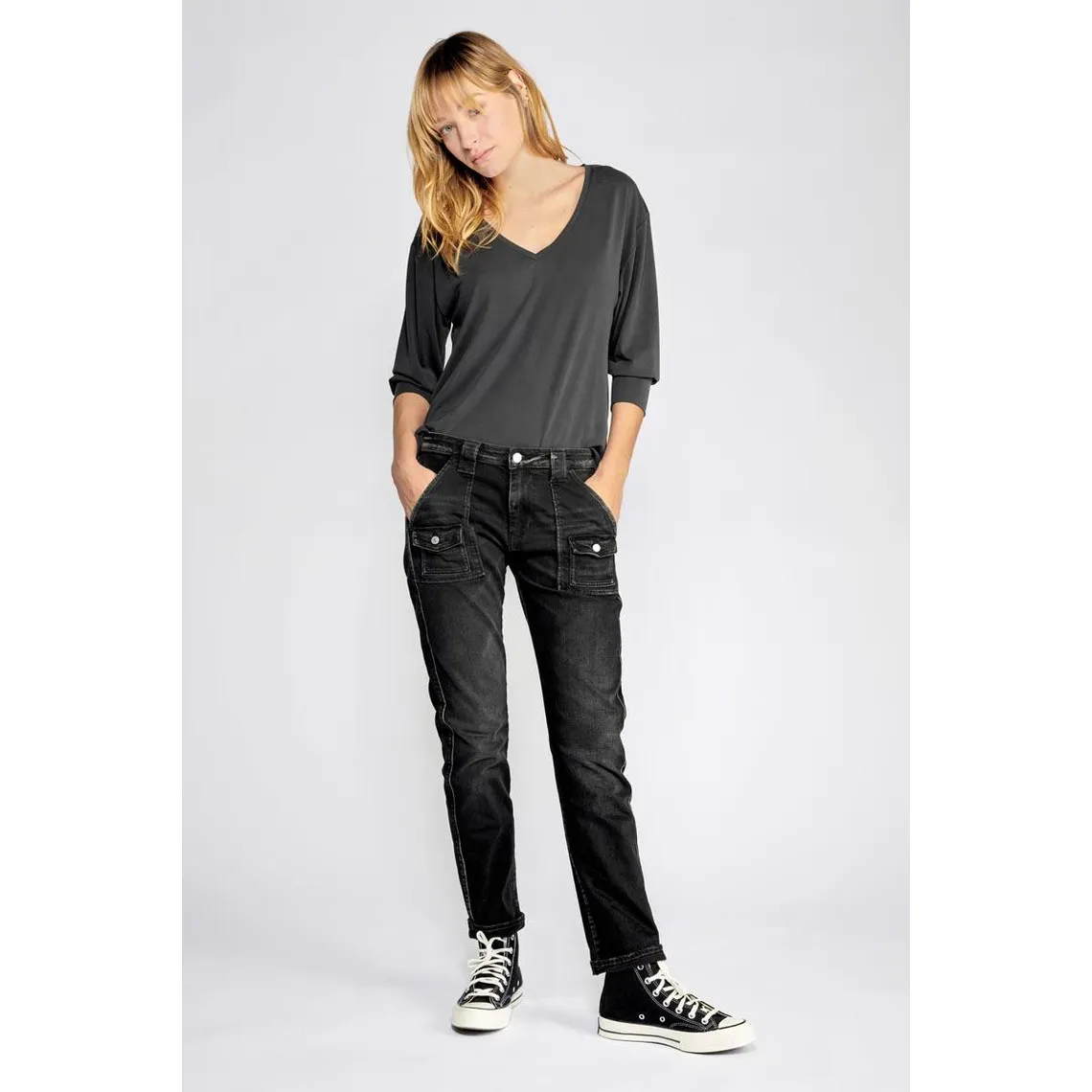 Jeans Gini 200/43 boyfit  noir N°1 en coton | 3 Suisses