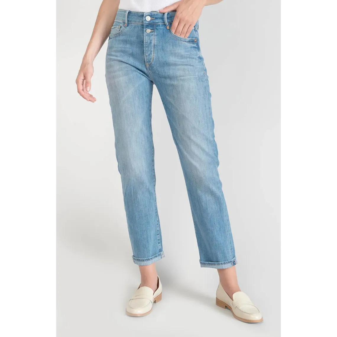 Jeans mom 400/18, 7/8ème bleu en coton Léa | 3 Suisses