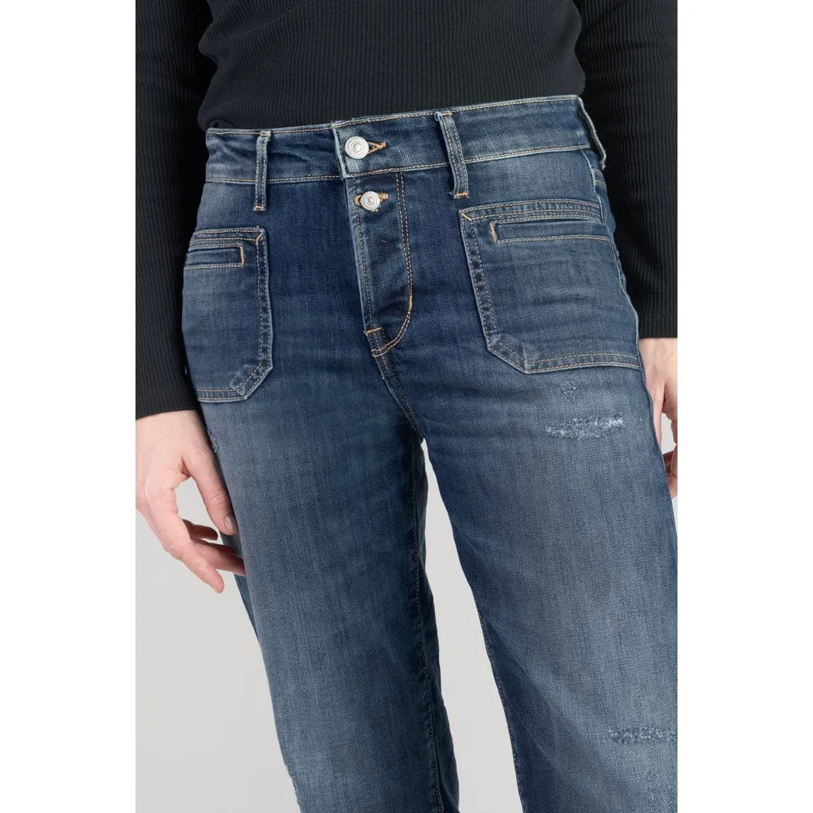 Jeans mom 400/18, 7/8ème bleu en coton Tess | 3 Suisses