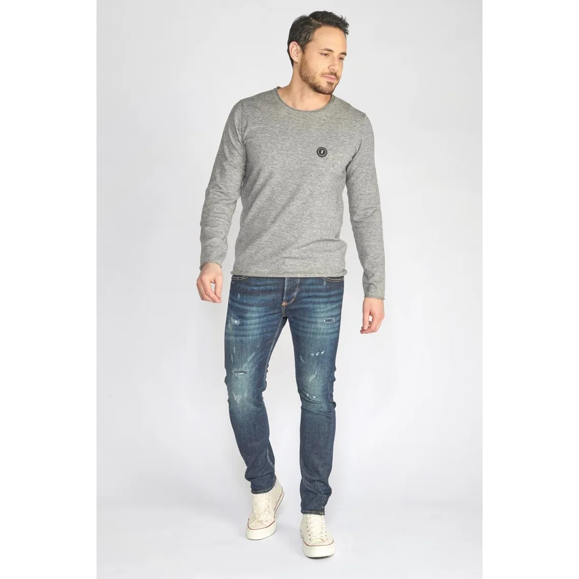 Jeans tapered 916, 7/8ème bleu en coton Myles | 3 Suisses