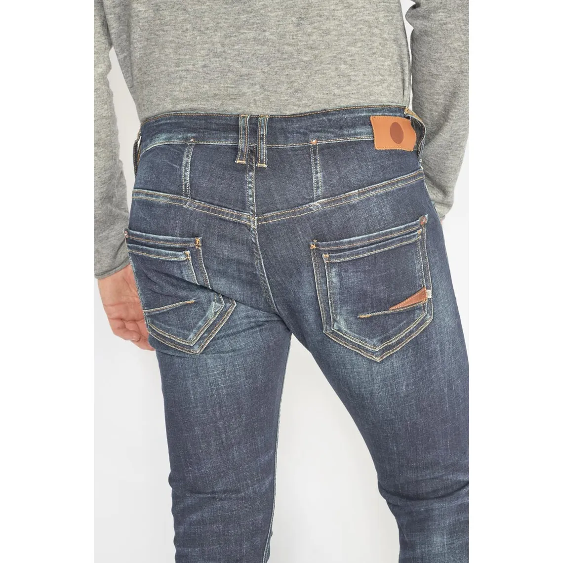 Jeans tapered 916, 7/8ème bleu en coton Myles | 3 Suisses