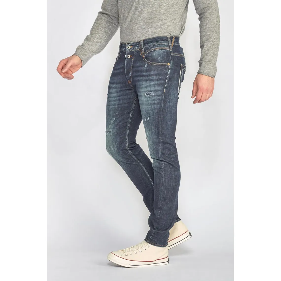 Jeans tapered 916, 7/8ème bleu en coton Myles | 3 Suisses