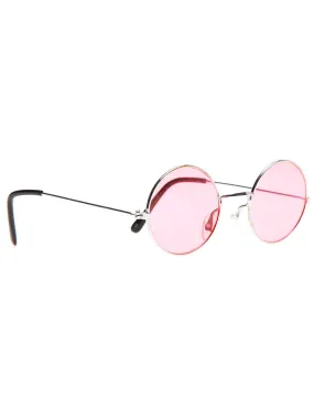 Lunettes rondes déguisement hippie - rose