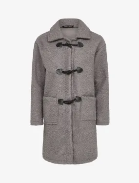 Manteau style duffle coat en maille bouclette - Gris foncé