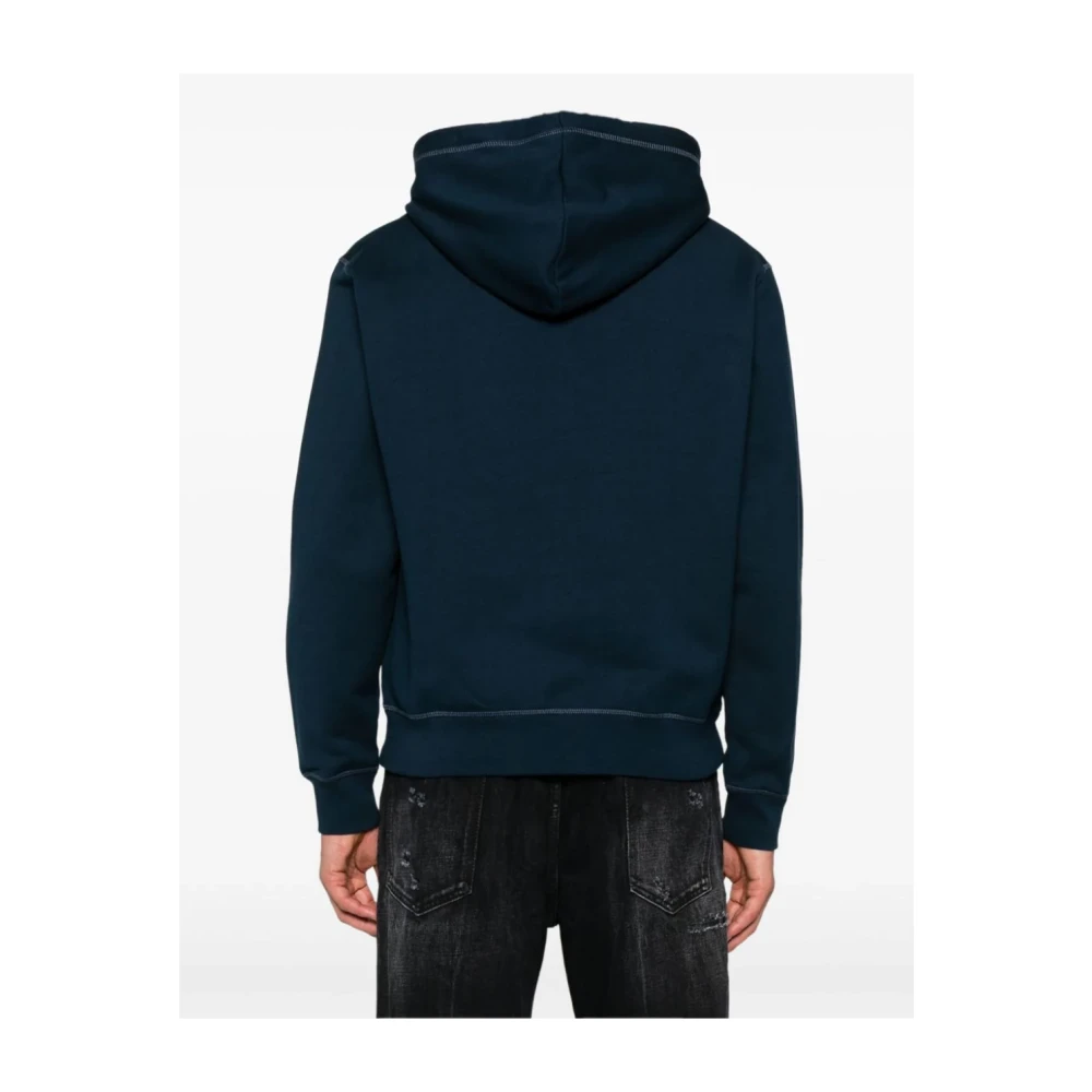 Navy Blue Logo Print Hoodie