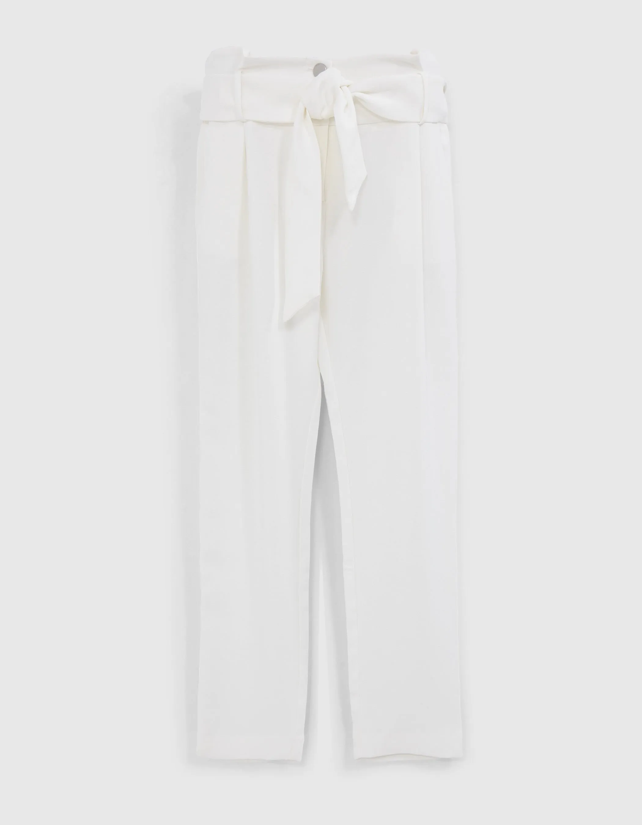 Pantalon blanc recyclé taille haute ceinturée Femme