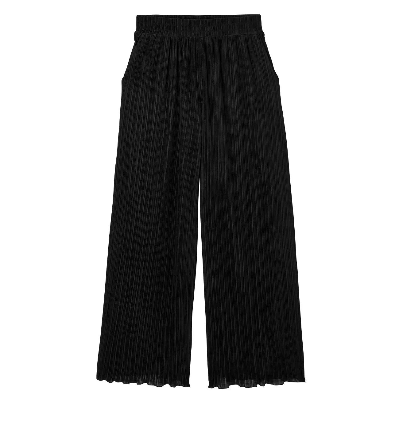 Pantalon large et plissé Femme - Noir