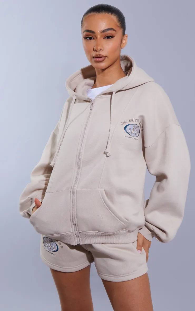 Petite Hoodie zippé gris pierre