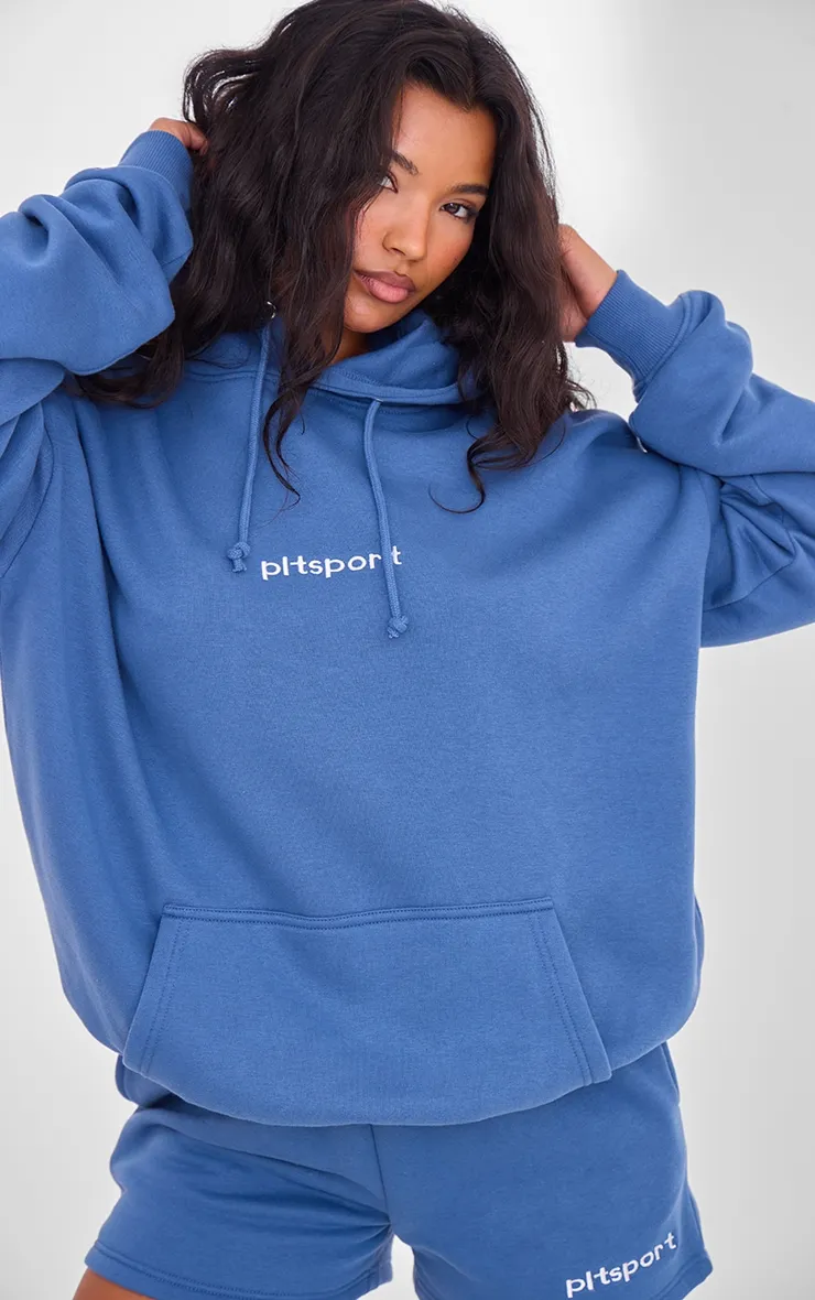 PLT Sport Hoodie oversize bleu acier brodé