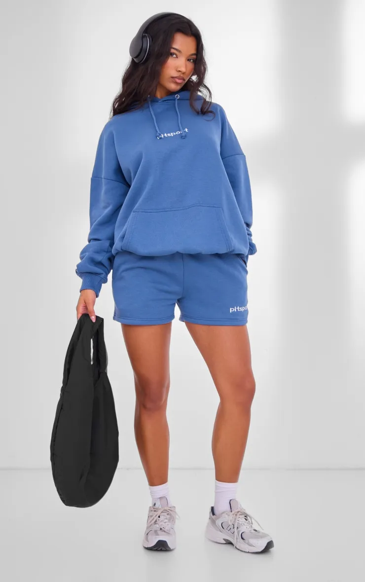 PLT Sport Hoodie oversize bleu acier brodé