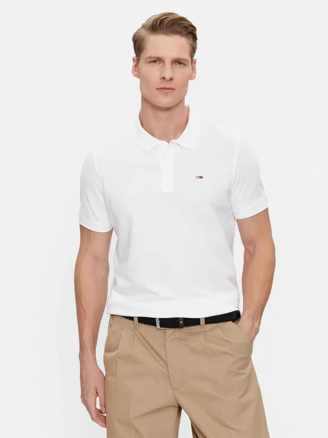 Polo slim placket blanc homme - Tommy Jeans | wimod