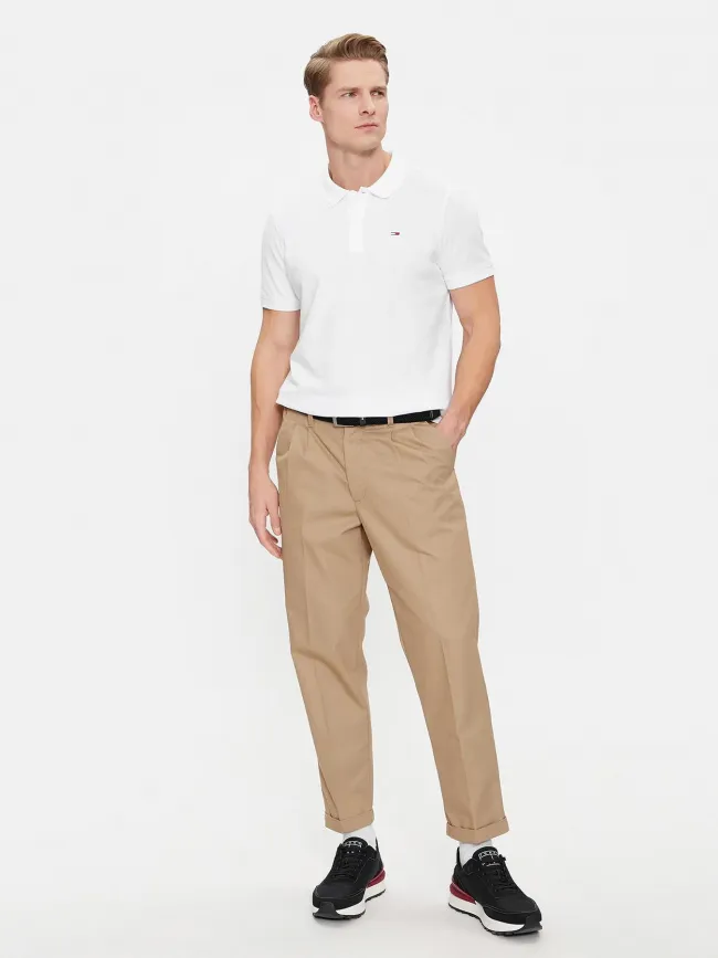 Polo slim placket blanc homme - Tommy Jeans | wimod