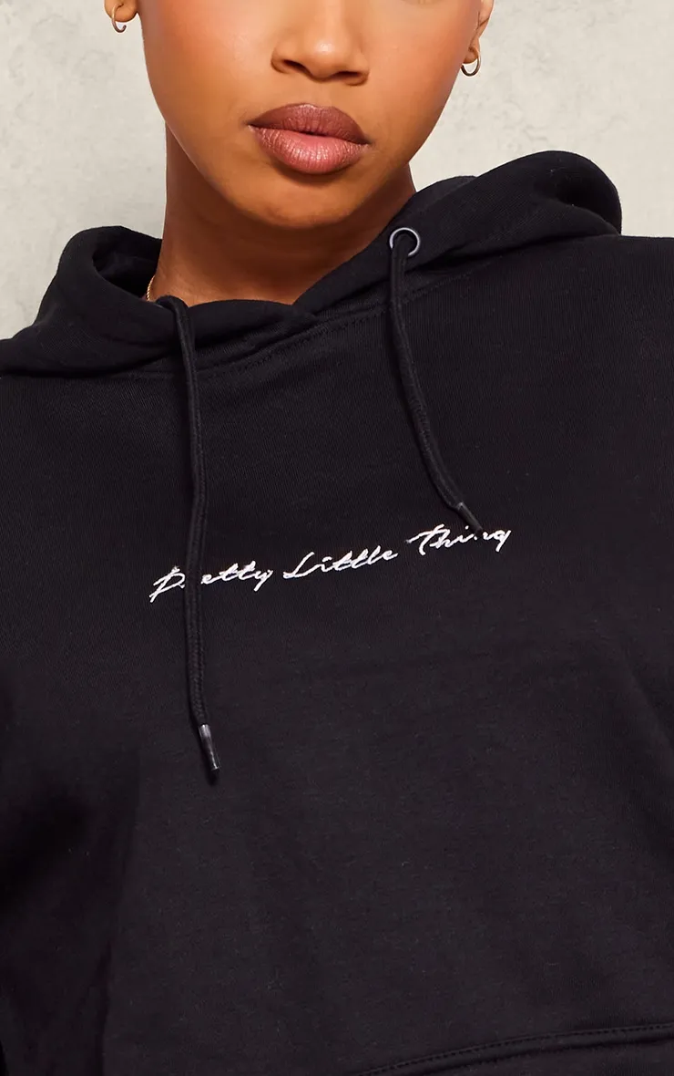 PRETTYLITTLETHING Hoodie noir à brodé