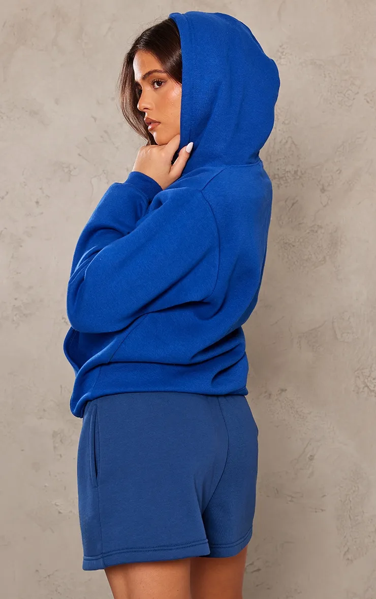 PRETTYLITTLETHING Hoodie oversize basique en sweat bleu cobalt