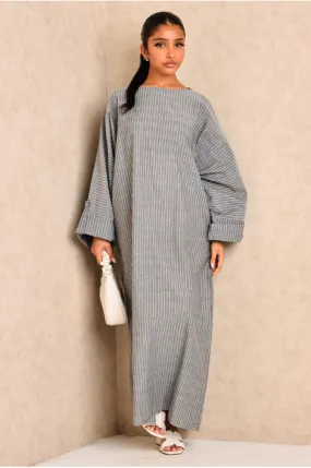 Robe ample gris à rayures