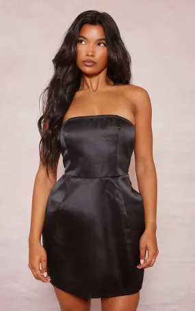 Robe bustier droite satinée noire