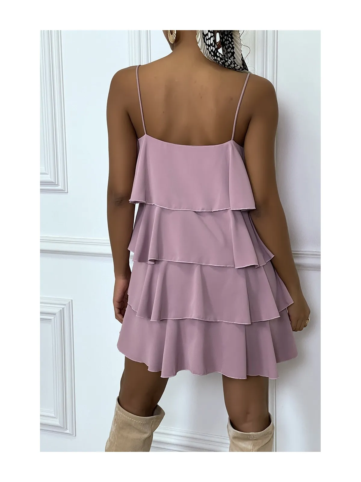 Robe mini lilas à volant