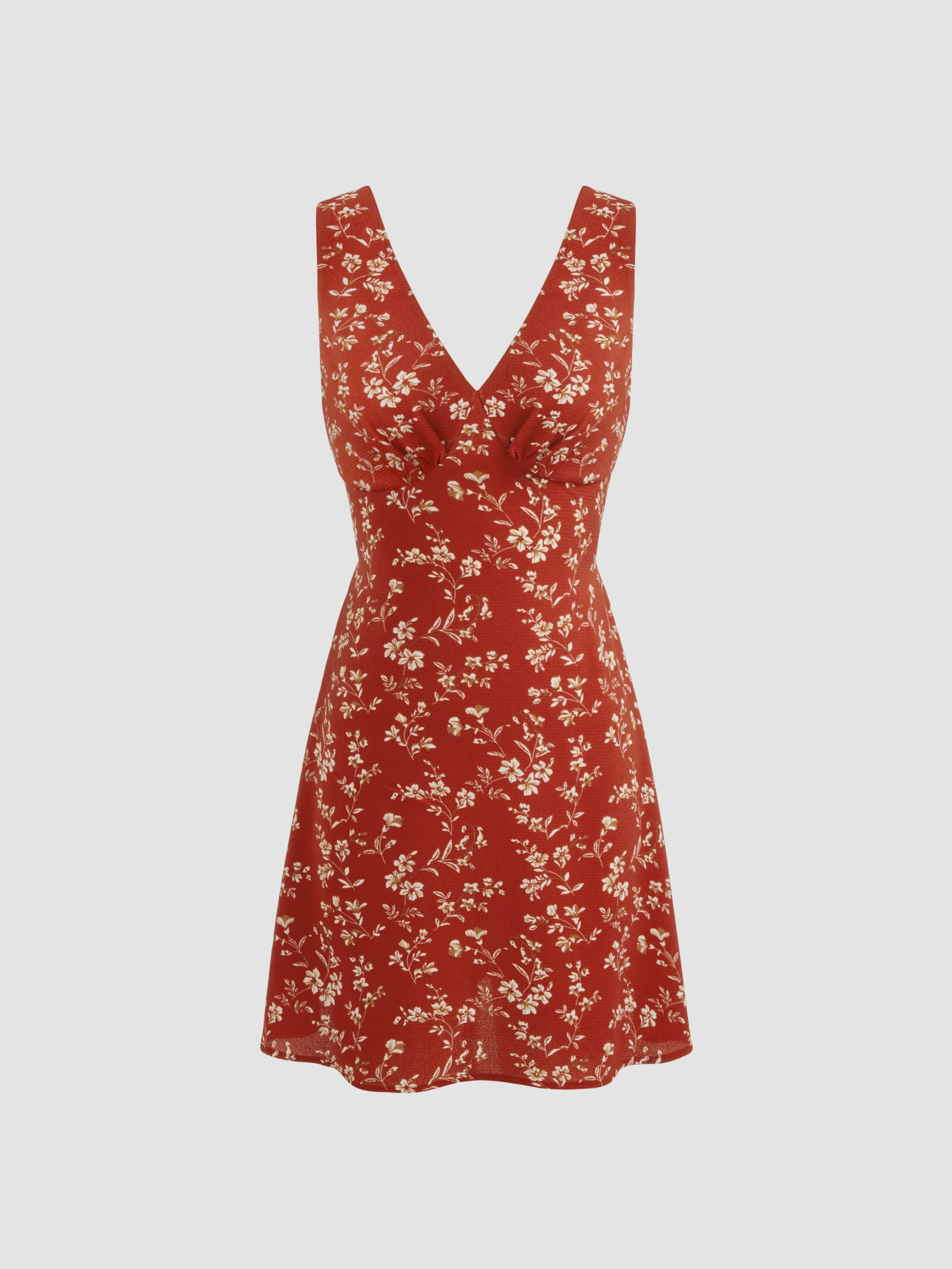 Robe mini à nœud et découpes florales col V