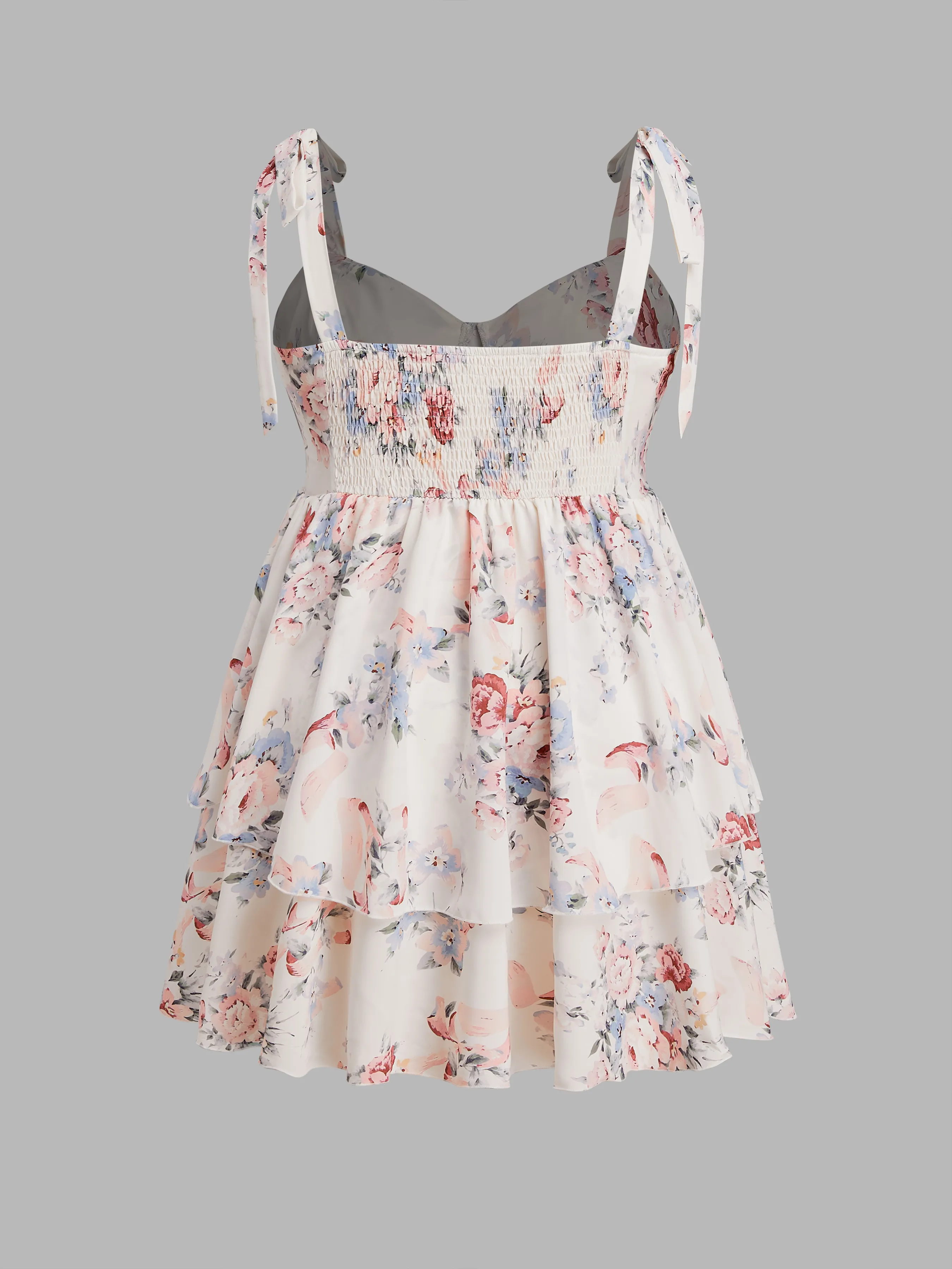 Robe mini à volants et nœuds florale Curve & Plus