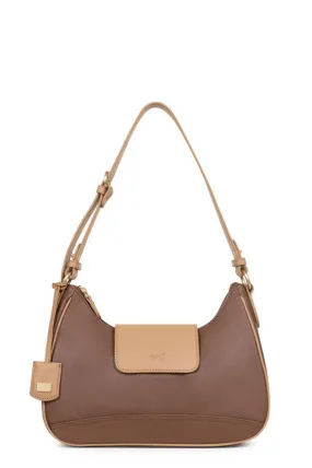 Sac cuir femme cognac/amande Hexagona