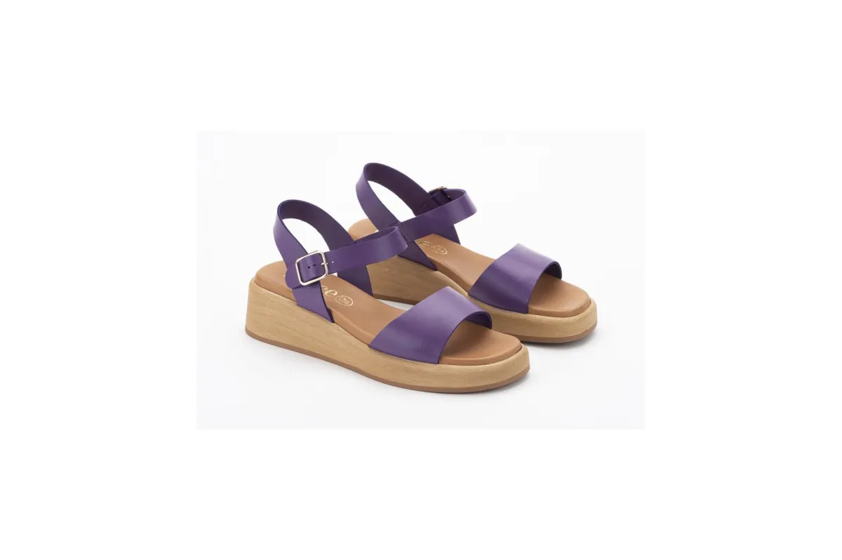 Sandales compensées à talon en cuir - Violet