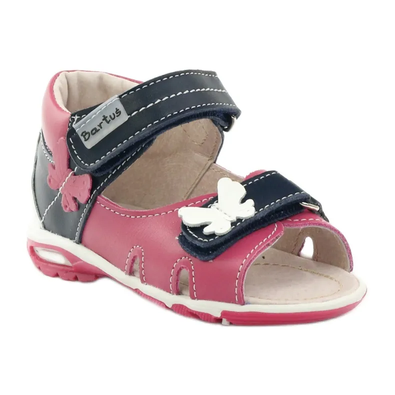 Sandales fille papillon Bartuś rose blanche multicolore