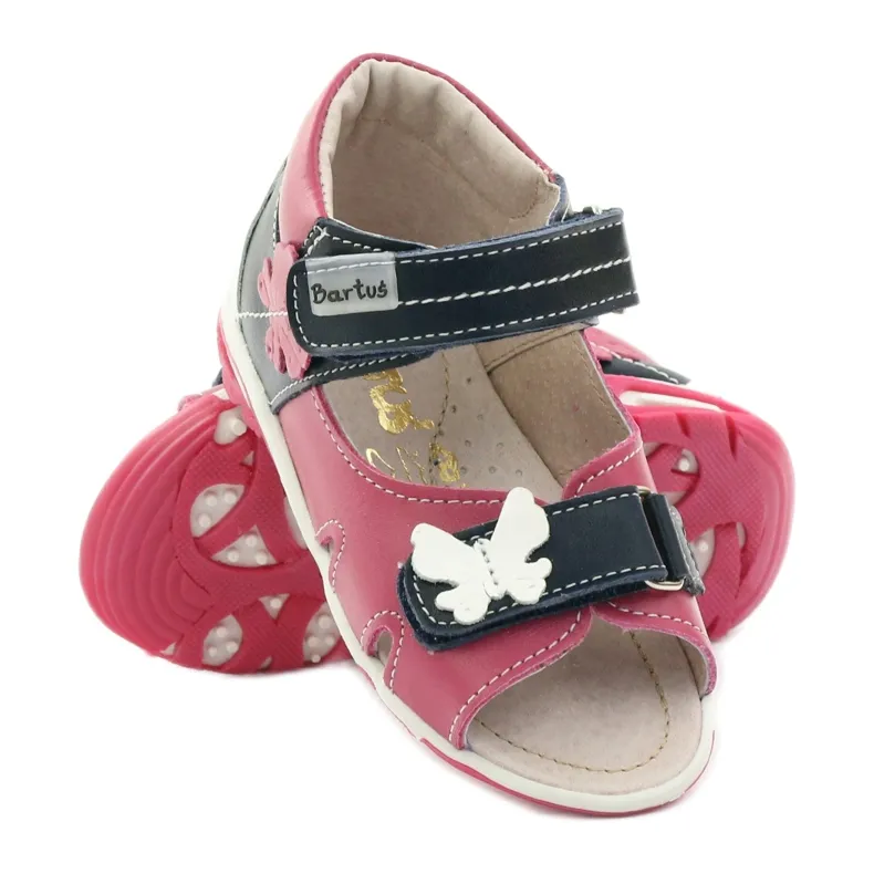 Sandales fille papillon Bartuś rose blanche multicolore