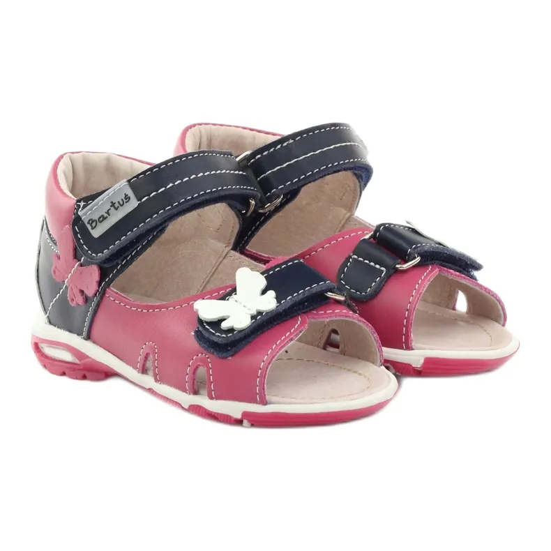 Sandales fille papillon Bartuś rose blanche multicolore