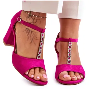 S.Barski Sandales à talon en daim pour femmes Florines fuchsia rose